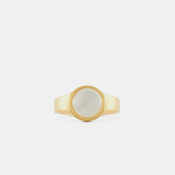 serge denimes Gold Round Mother of Pearl Ring