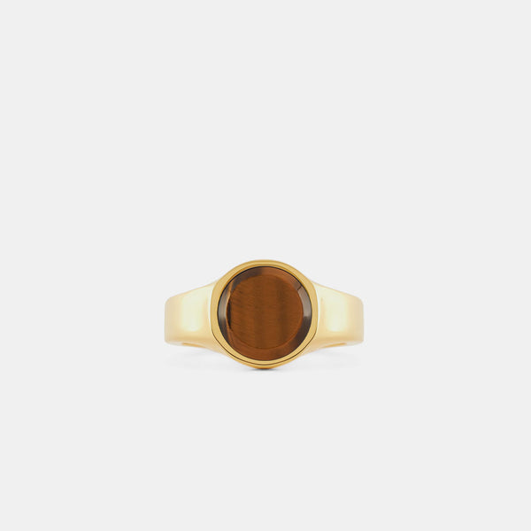 serge denimes Gold Round Tigers Eye Ring
