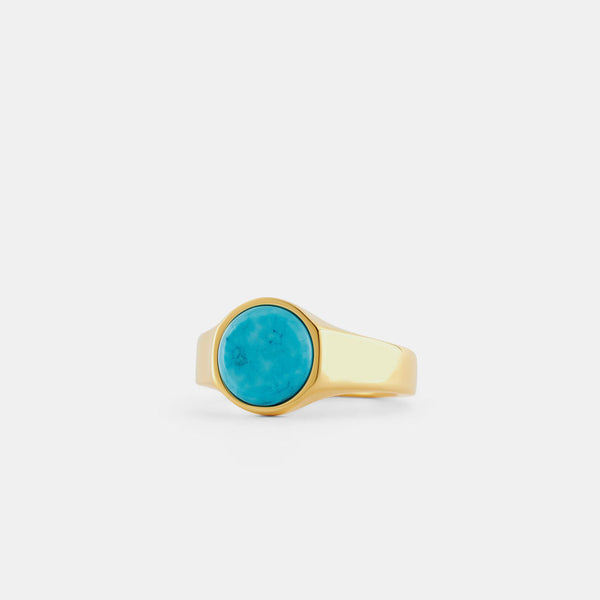 Serge Denimes Gold Round Turquoise Ring