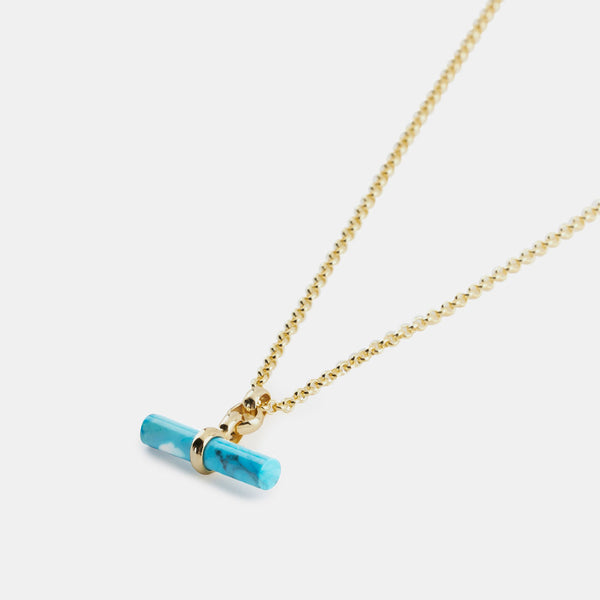 Serge Denimes Gold Turquoise T-Bar Necklace