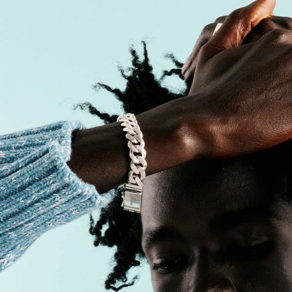 Serge Denimes Silver 12mm Curb Bracelet