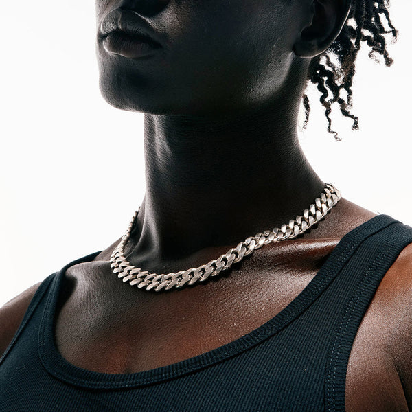 Serge Denimes Silver 12mm Curb Chain