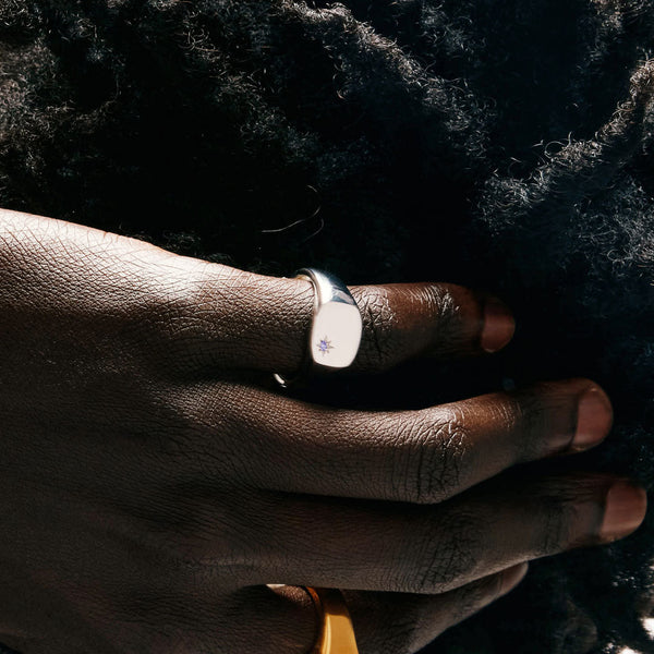 Serge Denimes Silver Amethyst Birthstone Ring