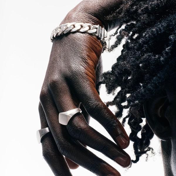 Serge Denimes Silver Brushed Rhombus Ring