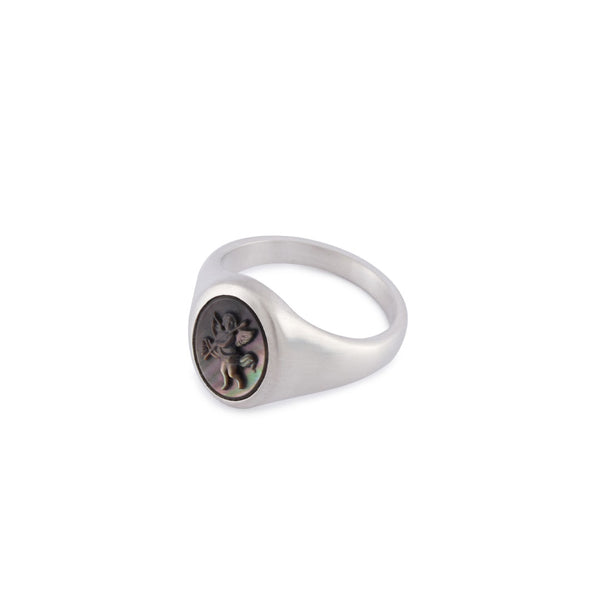 Serge Denimes Silver Cherub Cameo Ring