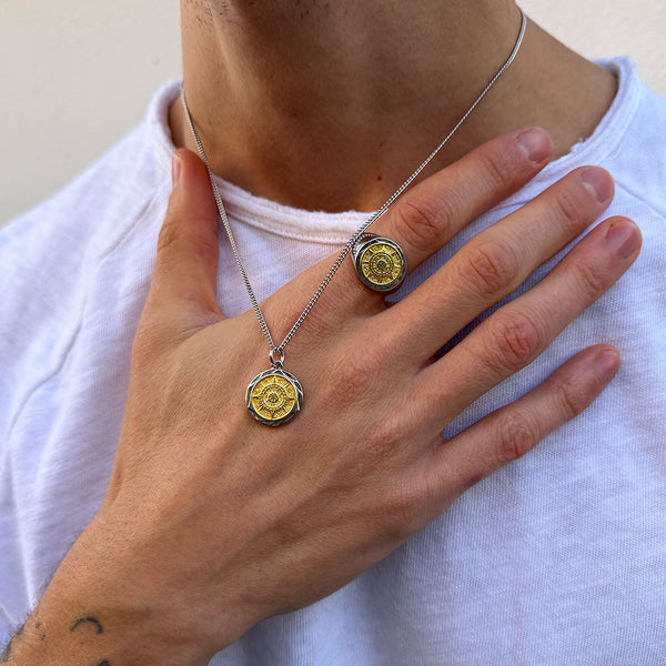 Serge Denimes Silver Compass Necklace