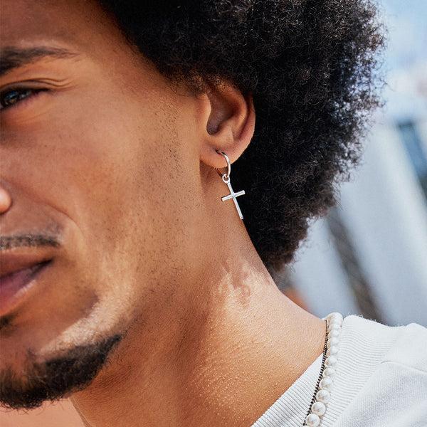 Serge Denimes Silver Cross Pendant Earring