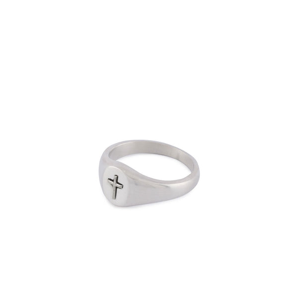 Serge Denimes Silver Cross Signet Ring