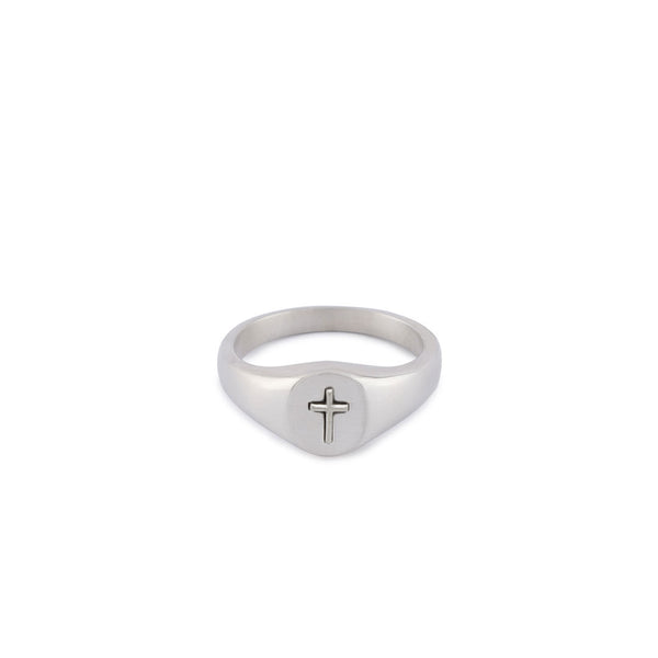 serge denimes Silver Cross Signet Ring