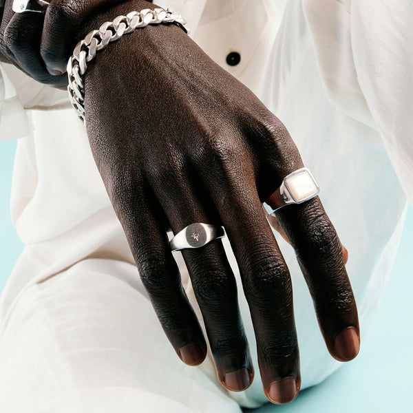 Serge Denimes Silver Cushion Mother Of Pearl Ring