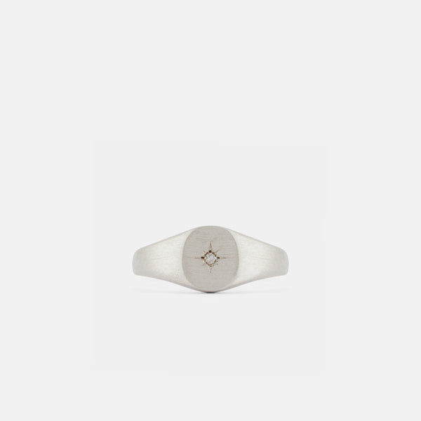 serge denimes Silver Diamond Signet Ring