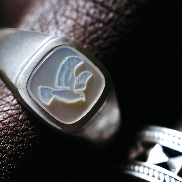 Serge Denimes Silver Dove Cameo Ring