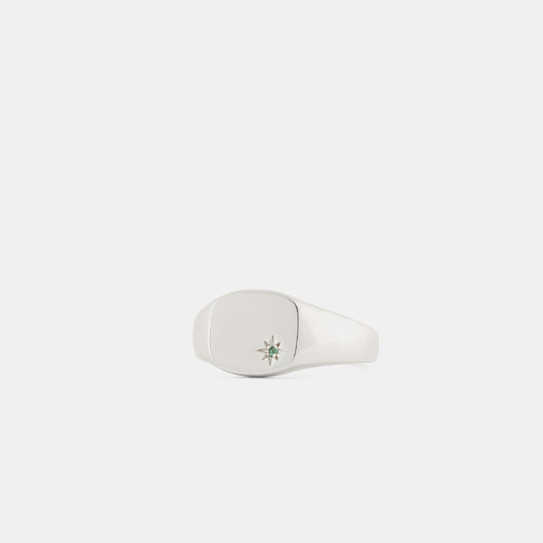 Serge Denimes Silver Emerald Birthstone Ring