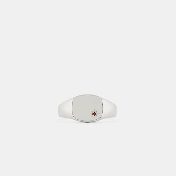 serge denimes Silver Garnet Birthstone Ring