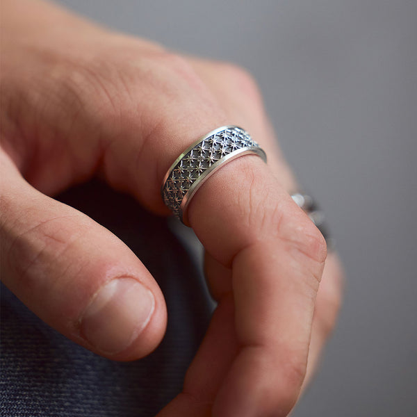 Serge Denimes Silver Jacquard Ring