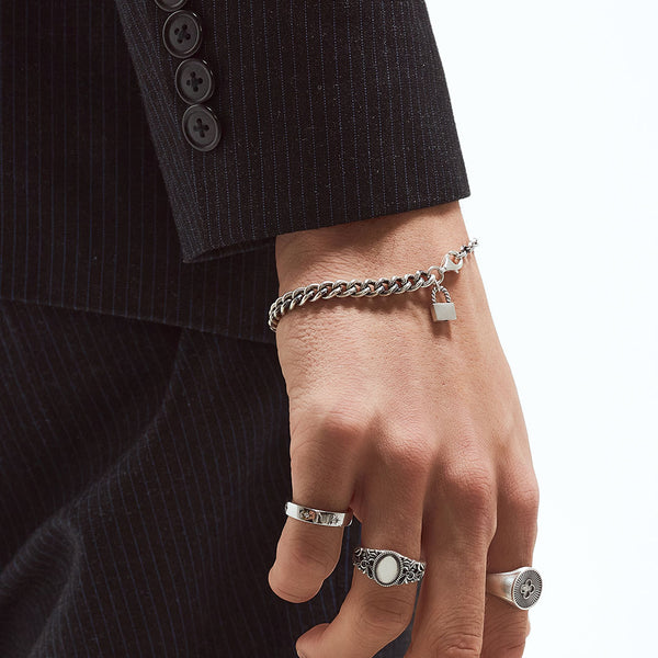 Serge Denimes Silver Padlock Bracelet