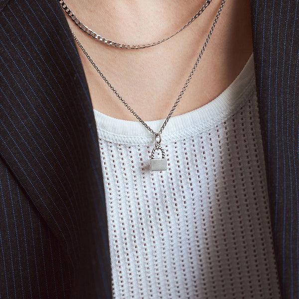 Serge Denimes Silver Padlock Necklace
