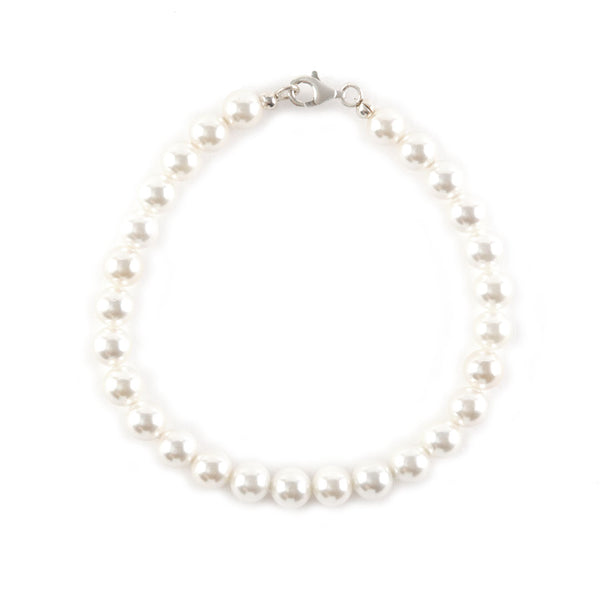 Serge Denimes Silver Pearl Bracelet