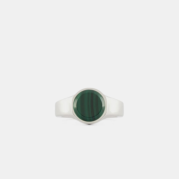 serge denimes Silver Round Malachite Ring