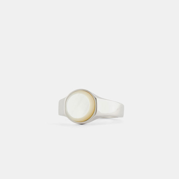 Serge Denimes Silver Round Mother Of Pearl Ring