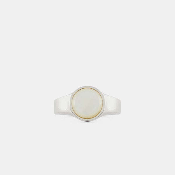 serge denimes Silver Round Mother Of Pearl Ring