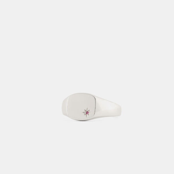 Serge Denimes Silver Ruby Birthstone Ring