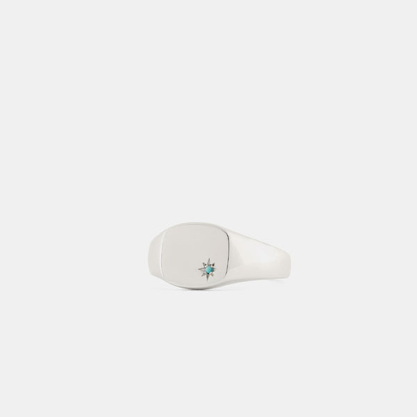 Serge Denimes Silver Turquoise Birthstone Ring