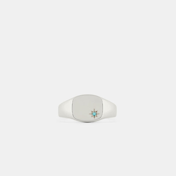 serge denimes Silver Turquoise Birthstone Ring