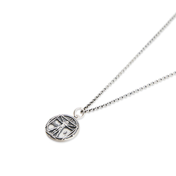 Serge Denimes Silver Vitruvian Man Necklace