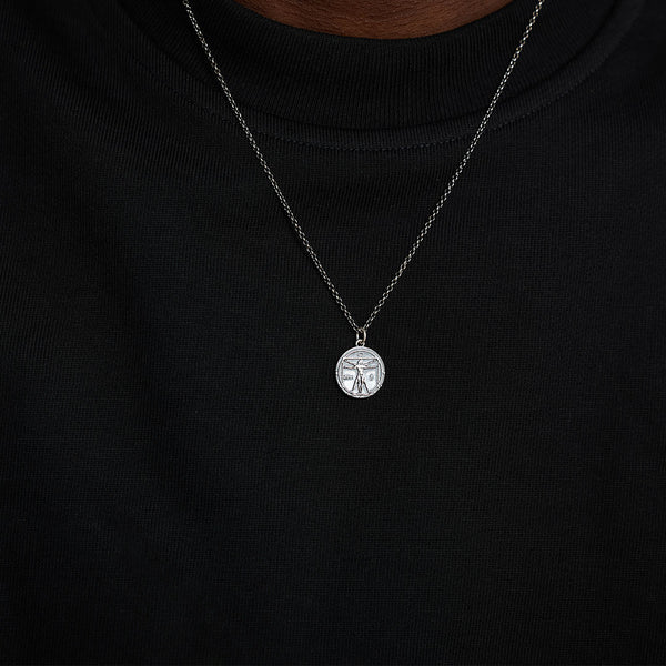 Serge Denimes Silver Vitruvian Man Necklace