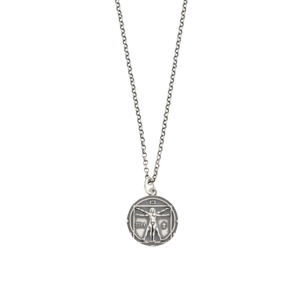 serge denimes Silver Vitruvian Man Necklace