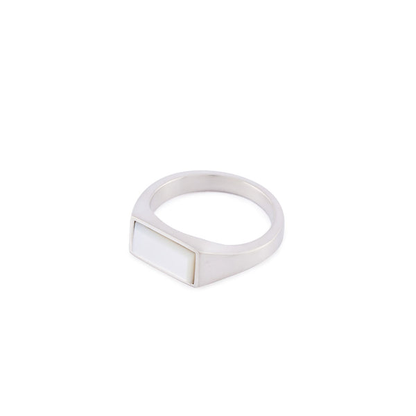 Serge Denimes Silver Mother Of Pearl Rectangle Ring