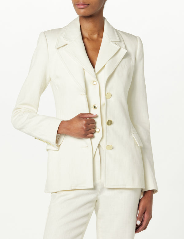 Sergio Hudson 3 Button Drop Collar Blazer Light Weight Denim