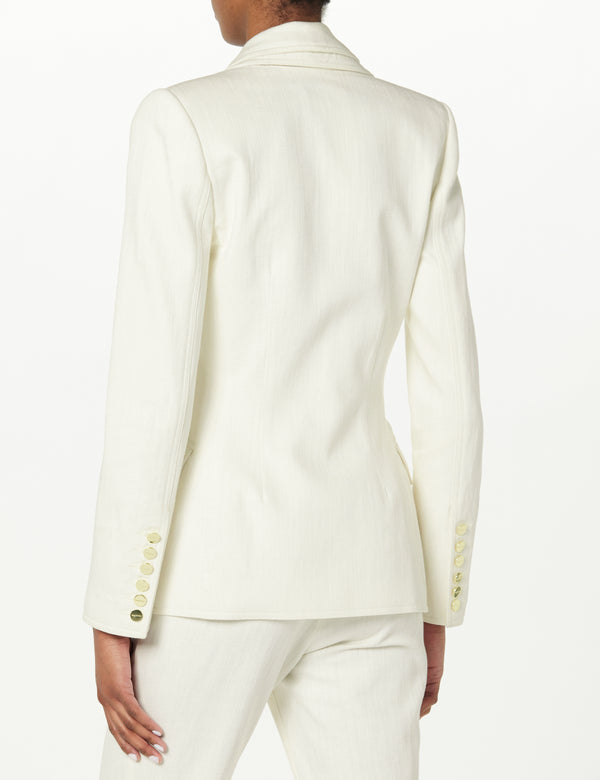 Sergio Hudson 3 Button Drop Collar Blazer Light Weight Denim