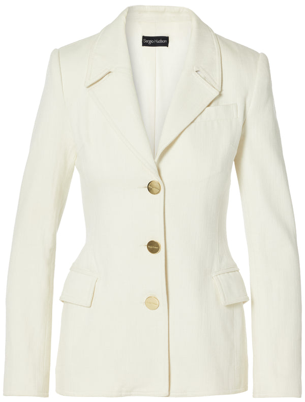 sergio hudson 3 Button Drop Collar Blazer Light Weight Denim