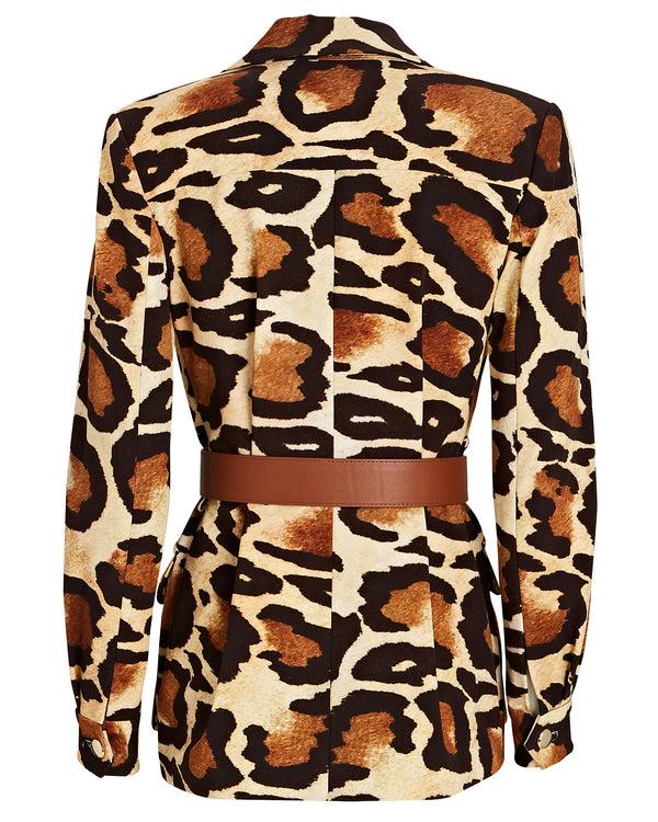 Sergio Hudson Animal Print Safari Jacket W/ Square Belt