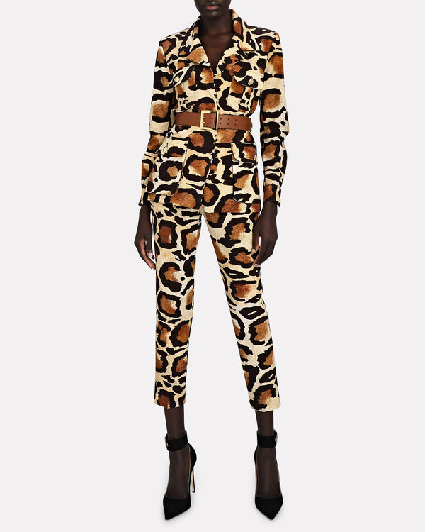 sergio hudson Animal Print Safari Jacket w/ Square Belt