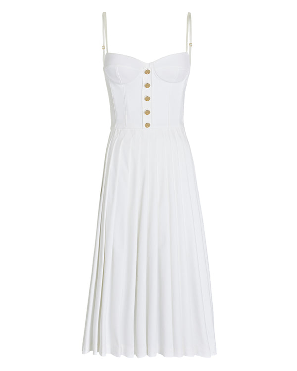 sergio hudson Belted Bustier Midi Dress with Pleated Skirt