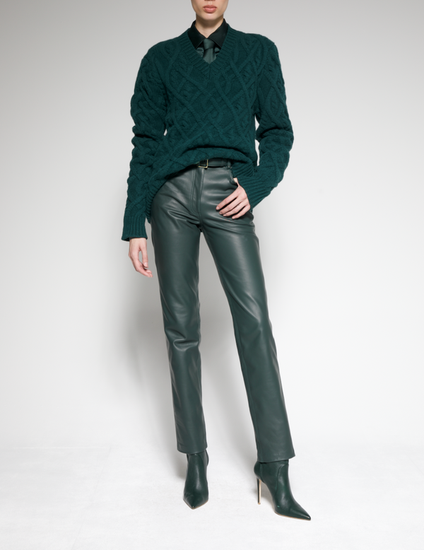 Sergio Hudson Oversized Turtleneck Cable-Knit Sweater