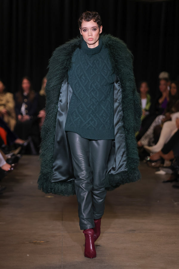 Sergio Hudson Oversized Turtleneck Cable-Knit Sweater