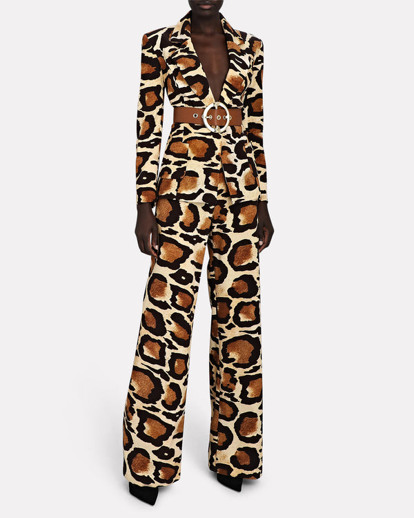 Sergio Hudson Animal Print Single Button Blazer
