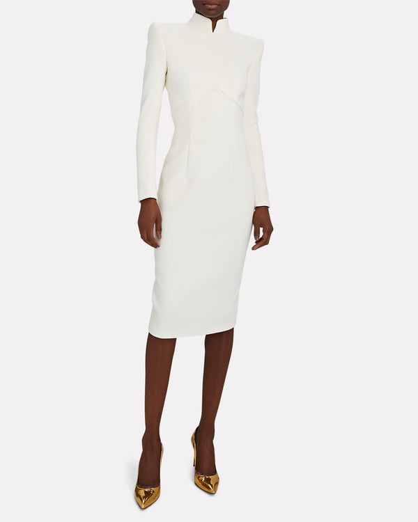 Sergio Hudson Button Back Longsleeve Midi Dress