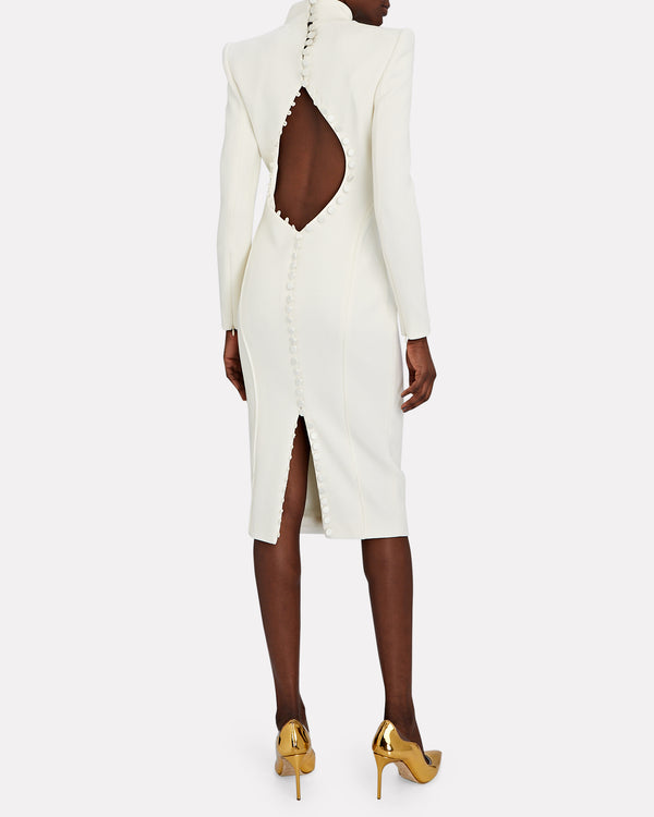 Sergio Hudson Button Back Longsleeve Midi Dress