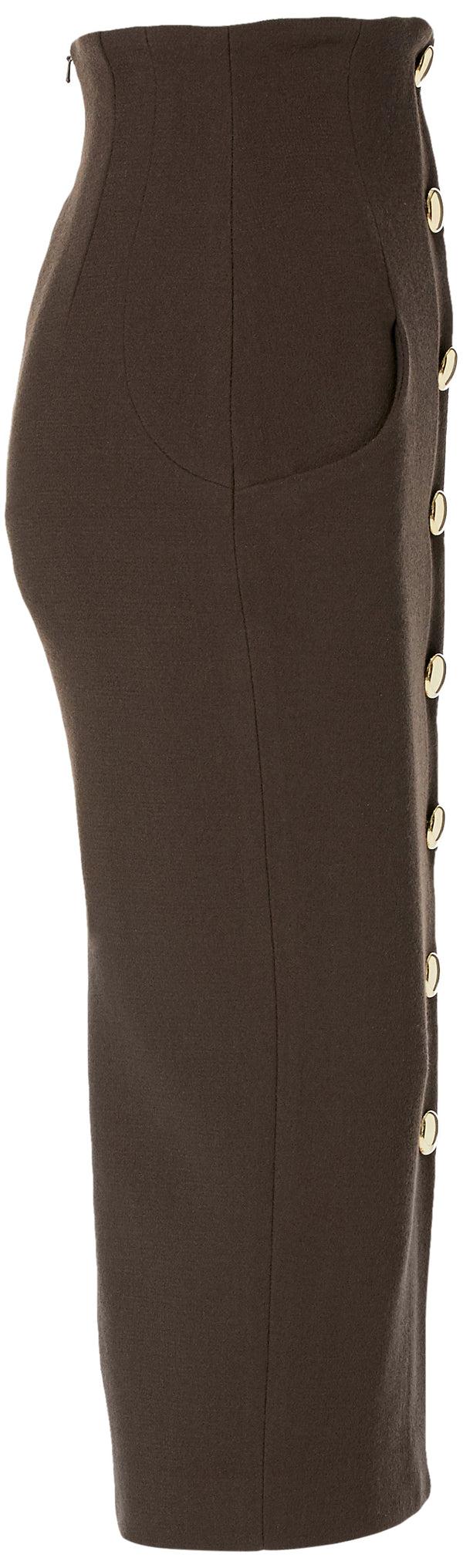 Sergio Hudson Button Front Midi Skirt