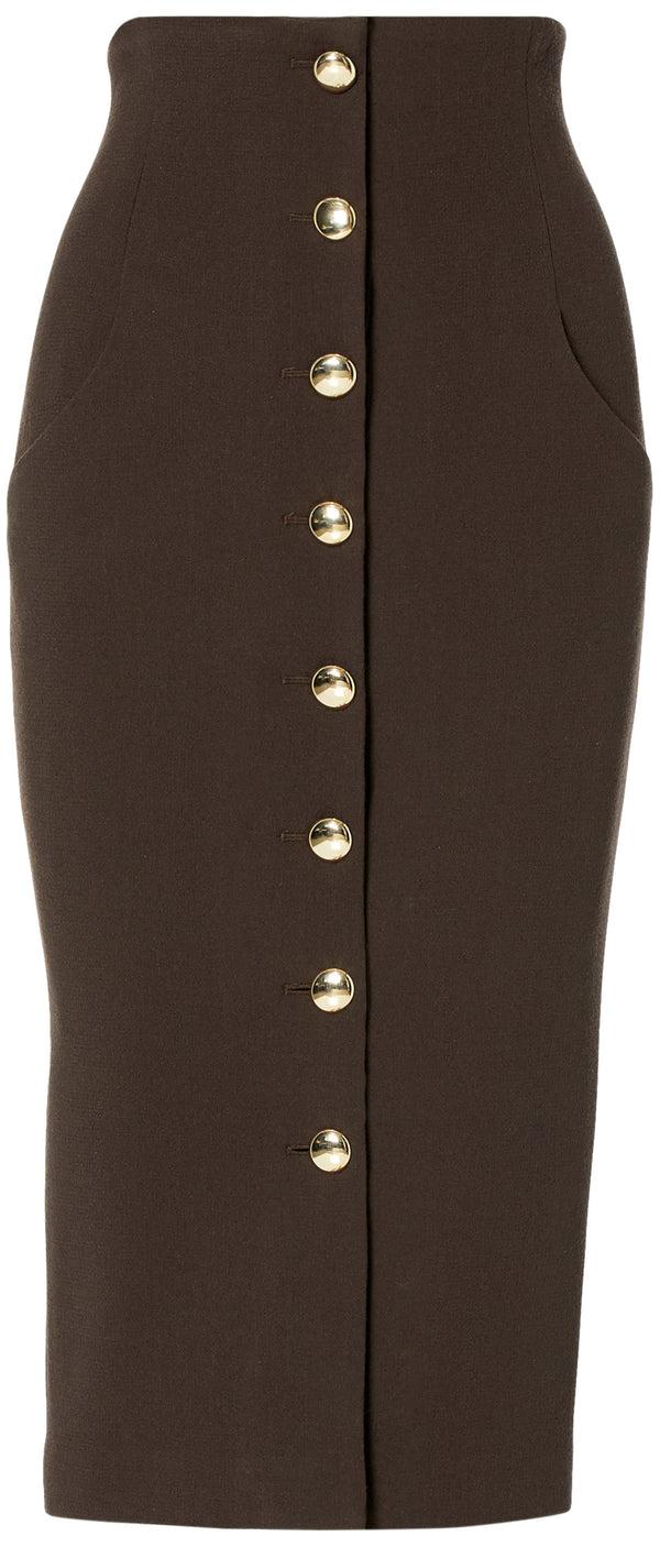sergio hudson Button Front Midi Skirt