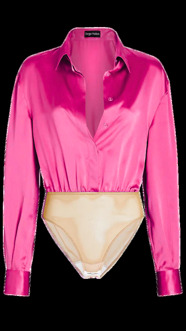 Sergio Hudson Button-Up Body Blouse