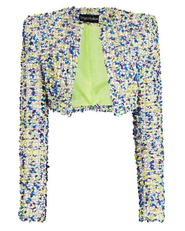 sergio hudson Collarless Tweed Cropped Jacket