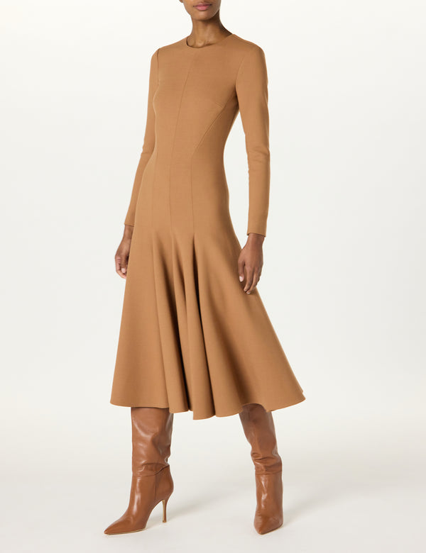 Sergio Hudson Crew Neck Dress W/Swing