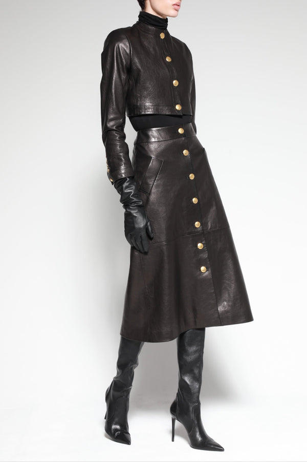 Sergio Hudson Cropped Leather Jacket