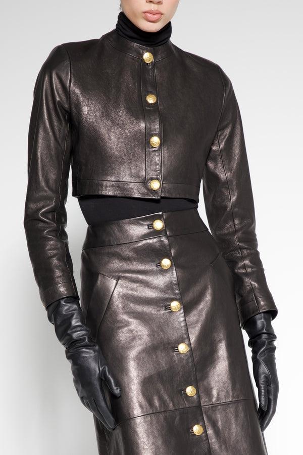 sergio hudson Cropped Leather Jacket